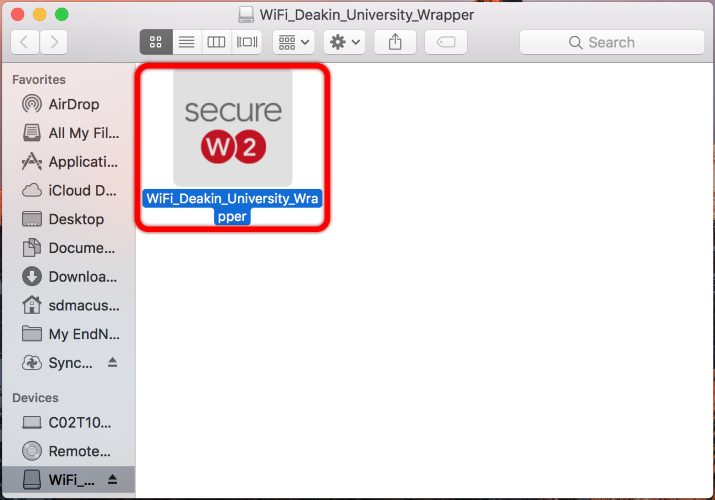 Once opened, please open the WiFi_Deakin_University_Wrapper executable file