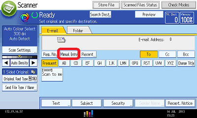 Highlights the Manual Entry button within the Scan screen.