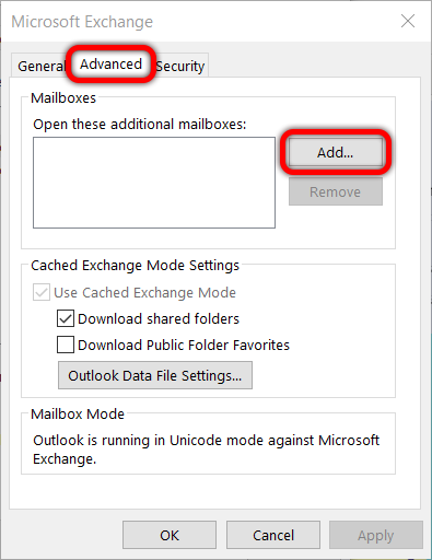 For reference, this is the 'Microsoft Exchange' menu that you will witness when selecting 'More Settings'