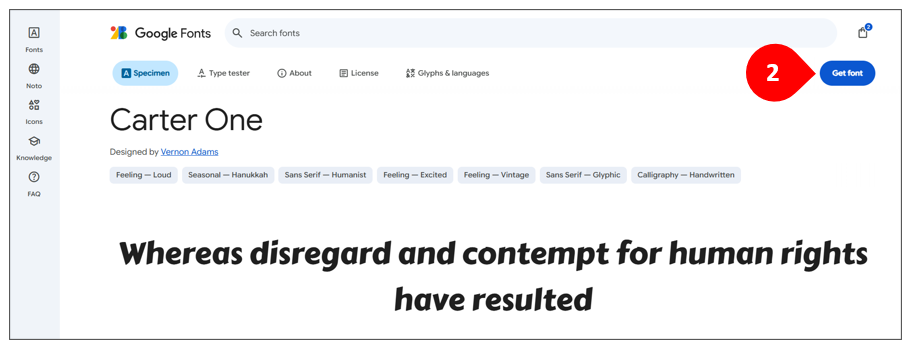Download the font, step 2