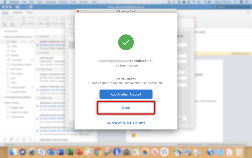 Click "Done", or "Add Another Account" to continue