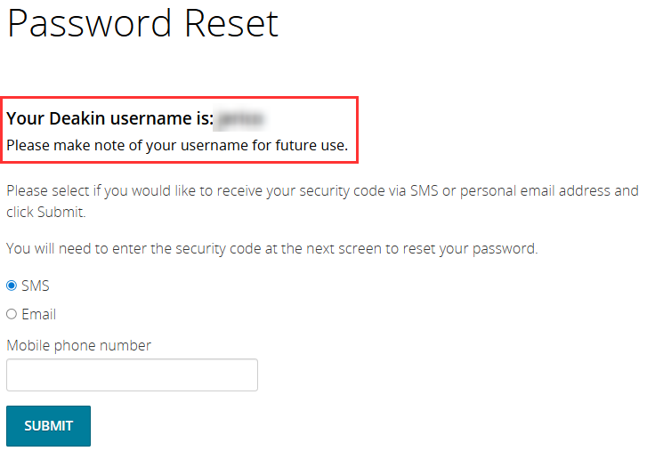 Successfully entering your ID and Date of Birth, will redirect you to a website that will show your username in bold letters.