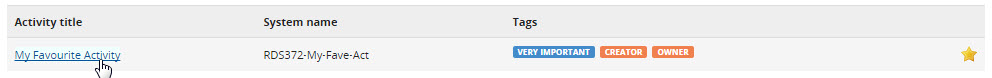 select the activity name