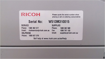 Shows the serial code sticker.