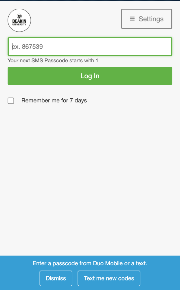 SMS bypass with Duo Mobile