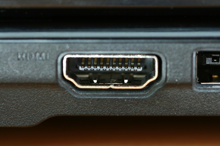 Shows HDMI port.