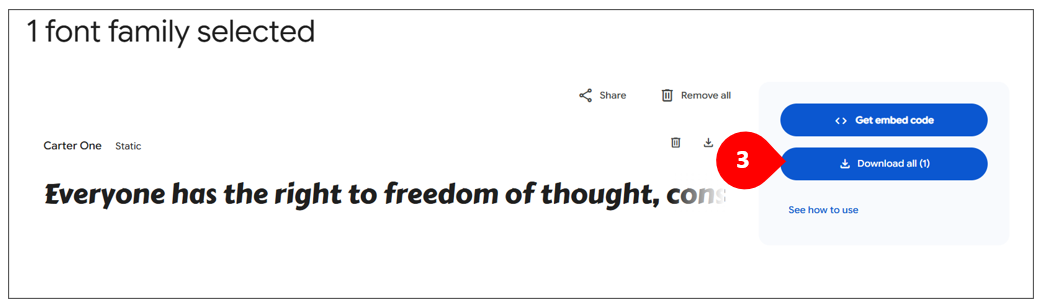 Download the font, step 3