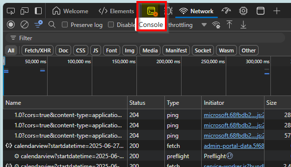 Edge step 7 select console tab