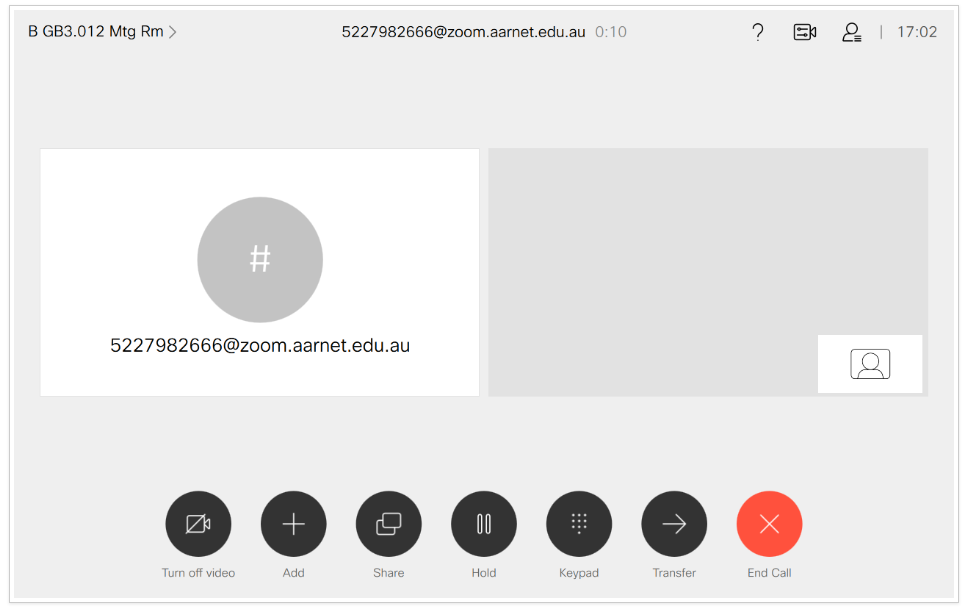 IT Help Video Conference room Join using SIP address (manual dial