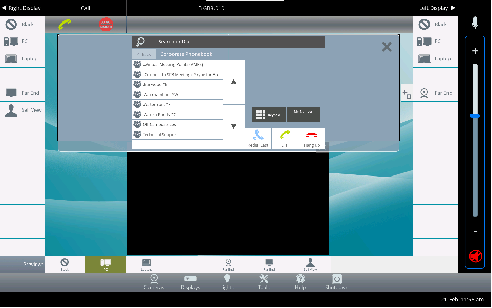 IT Help Video Conference room Join using SIP address (manual dial