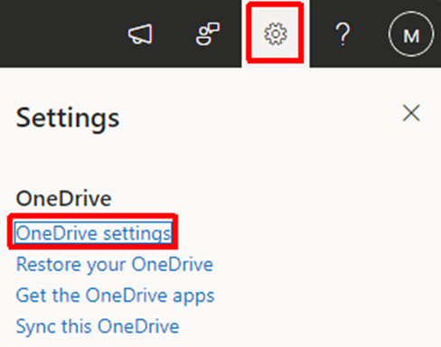 Access OneDrive settings
